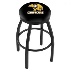 Holland Bar Stool Co. 25" Blk Wrinkle Missouri Western State Swivel Bar Stool, Accent Ring