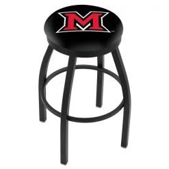 Holland Bar Stool Co. 30" Blk Wrinkle Miami (OH) Swivel Bar Stool, Accent Ring