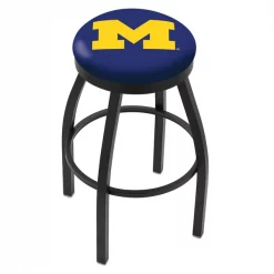 Holland Bar Stool Co. 30" Blk Wrinkle Michigan Swivel Bar Stool, Accent Ring