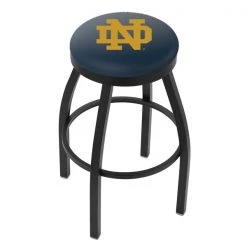 Holland Bar Stool Co. 25" Blk Wrinkle Notre Dame (ND) Swivel Bar Stool, Accent Ring