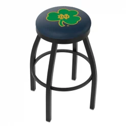 Holland Bar Stool Co. 30" Blk Wrinkle Notre Dame Shamrock Swivel Bar Stool, Accent Ring