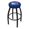 Holland Bar Stool Co. 30" Blk Wrinkle New York Rangers Swivel Bar Stool, Accent Ring