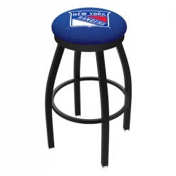 Holland Bar Stool Co. 30" Blk Wrinkle New York Rangers Swivel Bar Stool, Accent Ring