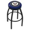 Holland Bar Stool Co. 25" Blk Wrinkle U.S. Navy Swivel Bar Stool, Accent Ring