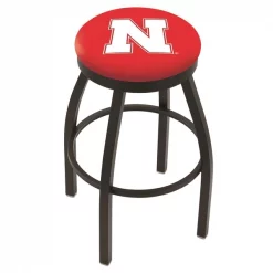 Holland Bar Stool Co. 30" Blk Wrinkle Nebraska Swivel Bar Stool, Accent Ring