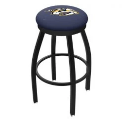 Holland Bar Stool Co. 25" Blk Wrinkle Nashville Predators Swivel Bar Stool, Accent Ring