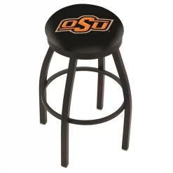 Holland Bar Stool Co. 30" Blk Wrinkle Oklahoma State Swivel Bar Stool, Accent Ring