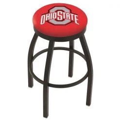 Holland Bar Stool Co. 30" Blk Wrinkle Ohio State Swivel Bar Stool, Accent Ring