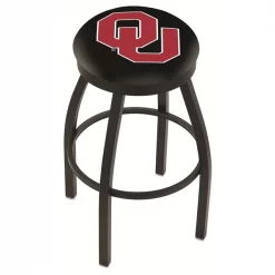 Holland Bar Stool Co. 30" Blk Wrinkle Oklahoma Swivel Bar Stool, Accent Ring