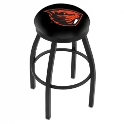 Holland Bar Stool Co. 25" Blk Wrinkle Oregon State Swivel Bar Stool, Accent Ring