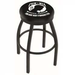 Holland Bar Stool Co. 30" Blk Wrinkle POW/MIA Swivel Bar Stool, Accent Ring