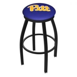 Holland Bar Stool Co. 30" Blk Wrinkle Penn State Swivel Bar Stool, Accent Ring