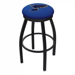 Holland Bar Stool Co. 30" Blk Wrinkle St Louis Blues Swivel Bar Stool, Accent Ring