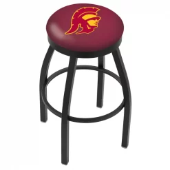 Holland Bar Stool Co. 30" Blk Wrinkle USC Trojans Swivel Bar Stool, Accent Ring