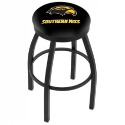 Holland Bar Stool Co. 30" Blk Wrinkle Southern Miss Swivel Bar Stool, Accent Ring