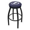 Holland Bar Stool Co. 25" Blk Wrinkle Tampa Bay Lightning Swivel Bar Stool, Accent Ring