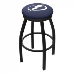 Holland Bar Stool Co. 30" Blk Wrinkle Tampa Bay Lightning Swivel Bar Stool, Accent Ring