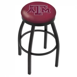 Holland Bar Stool Co. 25" Blk Wrinkle Texas A&M Swivel Bar Stool, Accent Ring