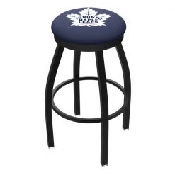 Holland Bar Stool Co. 25" Blk Wrinkle Toronto Maple Leafs Swivel Bar Stool, Accent Ring