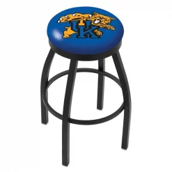 Holland Bar Stool Co. 30" Blk Wrinkle Kentucky "Wildcat" Swivel Bar Stool, Accent Ring
