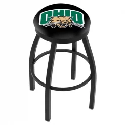 Holland Bar Stool Co. 30" Blk Wrinkle Ohio University Swivel Bar Stool, Accent Ring