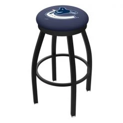 Holland Bar Stool Co. 30" Blk Wrinkle Vancouver Canucks Swivel Bar Stool, Accent Ring