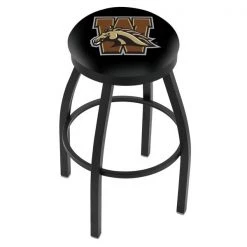 Holland Bar Stool Co. 30" Blk Wrinkle Western Michigan Swivel Bar Stool, Accent Ring