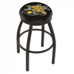 Holland Bar Stool Co. 30" Blk Wrinkle Wichita State Swivel Bar Stool, Accent Ring