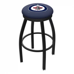Holland Bar Stool Co. 25" Blk Wrinkle Winnipeg Jets Swivel Bar Stool, Accent Ring