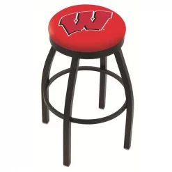 Holland Bar Stool Co. 30" Blk Wrinkle Wisconsin "W" Swivel Bar Stool, Accent Ring