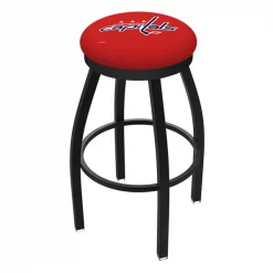 Holland Bar Stool Co. 30" Blk Wrinkle Washington Capitals Swivel Bar Stool, Accent Ring
