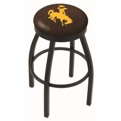 Holland Bar Stool Co. 25" Blk Wrinkle Wyoming Swivel Bar Stool, Accent Ring