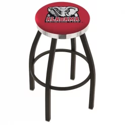 Holland Bar Stool Co. 30" Blk Wrinkle Alabama Swivel Bar Stool, Chrome Ring