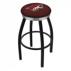 Holland Bar Stool Co. 30" Blk Wrinkle Arizona Coyotes Swivel Bar Stool, Chrome Ring
