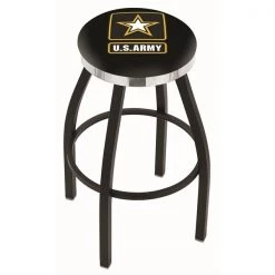 Holland Bar Stool Co. 25" Blk Wrinkle U.S. Army Swivel Bar Stool, Chrome Ring