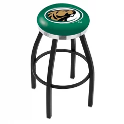 Holland Bar Stool Co. 30" Blk Wrinkle Bemidji State Swivel Bar Stool, Chrome Ring