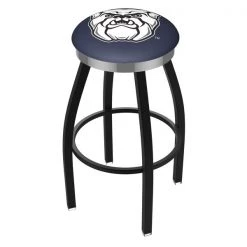 Holland Bar Stool Co. 30" Blk Wrinkle Butler Swivel Bar Stool, Chrome Ring