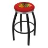 Holland Bar Stool Co. 25" Blk Wrinkle Chicago Blackhawks Swivel Bar Stool, Chrome Ring -Kitchen & Dining Furniture Sales Store Holland20Bar20Stool20Co L8B2CChiHwk R