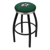 Holland Bar Stool Co. 25" Blk Wrinkle Dallas Stars Swivel Bar Stool, Chrome Ring