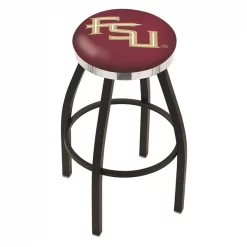 Holland Bar Stool Co. 30" Blk Wrinkle Florida State Script Swivel Bar Stool, Chrome Ring