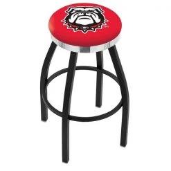 Holland Bar Stool Co. 30" Blk Wrinkle Georgia "Bulldog" Swivel Bar Stool, Chrome Ring