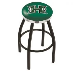 Holland Bar Stool Co. 30" Blk Wrinkle Hawaii Swivel Bar Stool, Chrome Ring