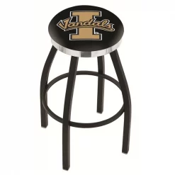 Holland Bar Stool Co. 25" Blk Wrinkle Idaho Swivel Bar Stool, Chrome Ring