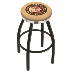 Holland Bar Stool Co. 30" Blk Wrinkle Indian Motorcycle Swivel Bar Stool, Chrome Ring