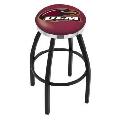Holland Bar Stool Co. 30" Blk Wrinkle Louisiana-Monroe Swivel Bar Stool, Chrome Ring