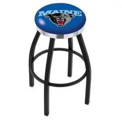 Holland Bar Stool Co. 30" Blk Wrinkle Maine Swivel Bar Stool, Chrome Ring