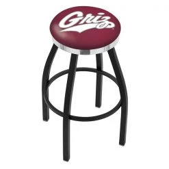 Holland Bar Stool Co. 25" Blk Wrinkle Montana Swivel Bar Stool, Chrome Ring