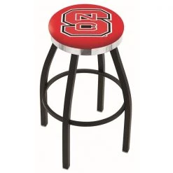 Holland Bar Stool Co. 25" Blk Wrinkle North Carolina State Swivel Bar Stool, Chrome Ring