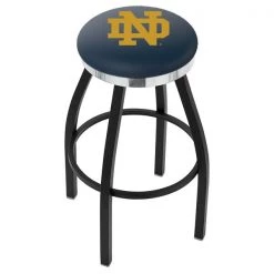 Holland Bar Stool Co. 30" Blk Wrinkle Notre Dame (ND) Swivel Bar Stool, Chrome Ring