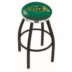 Holland Bar Stool Co. 30" Blk Wrinkle North Dakota State Swivel Bar Stool, Chrome Ring